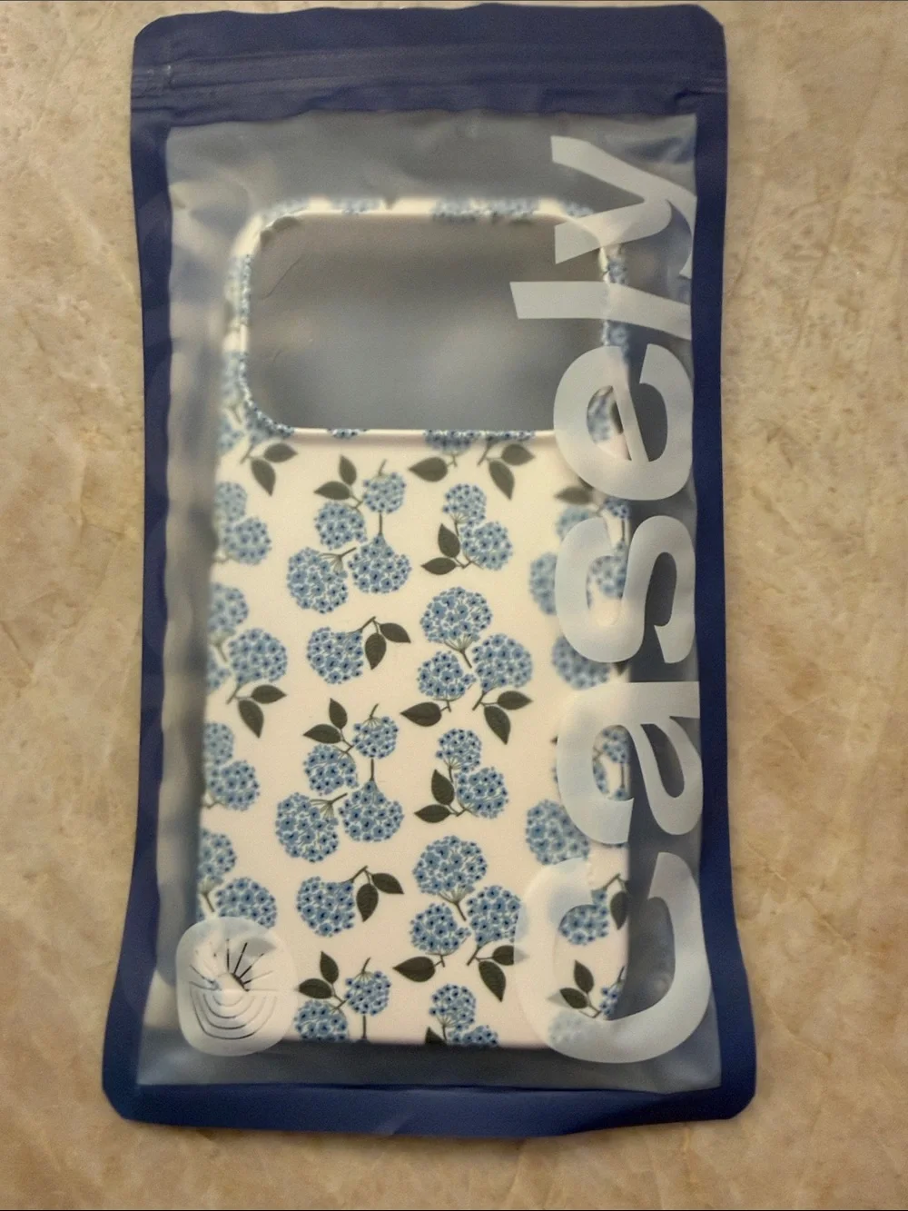 Blue Floral Protective Phone Case - White Background